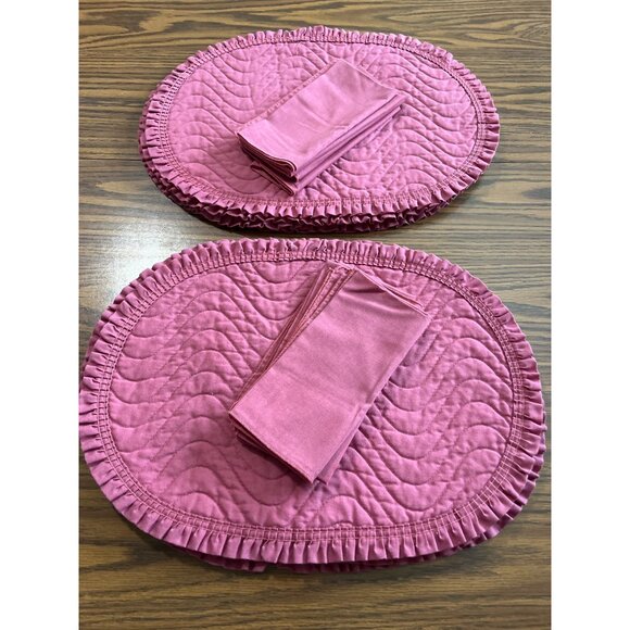 Mauve cloth oval placemats with matching napkins set of eight - Picture 2 of 4